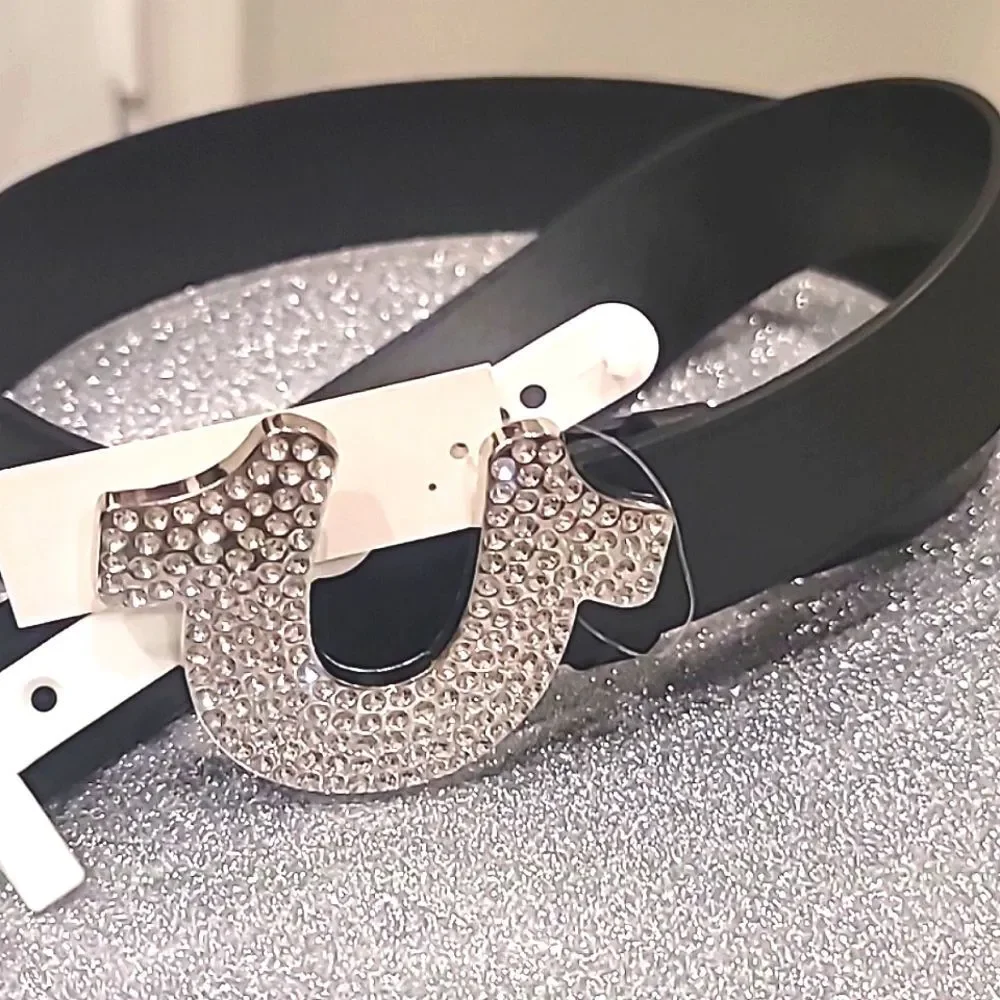 True Religion Rhinestone Horseshoe Buckle‎ Belt